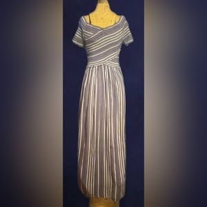 Japna Summer Resort Wear Maxi Dress Navy & White Stripe Size S